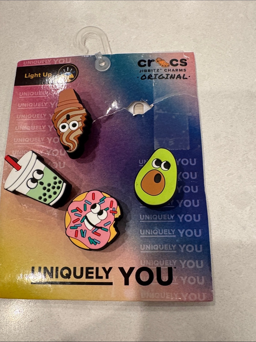 Crocs Jibbitz Charms Pack - Assorted Food Icons (Green, Pink, Brown, White)
